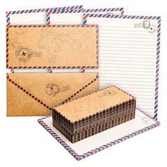 48 Pack Letter Writing Stationary Paper and Envelopes Set, Blue,White,Red