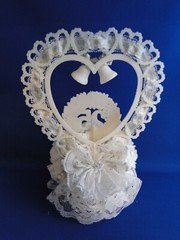 New Elegant 25th Wedding Anniversary Caketop with White Floral & #25 Decor, #54
