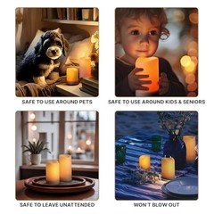 Outdoor Flameless Candles Waterproof, 2 Pack, 3×3 Ivory 3″ by 3″ – Set of 2