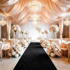 Wedding Aisle Runner 48″ W X 20 FT L Black Velvet for Ceremony – Elegant Carpet