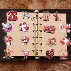 50pcs Transparent Love Stickers,Vintage Valentine Sticker Waterproof PET Red