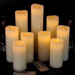 Flameless Candles Battery Operated Candles Real Wax Ivory 4″ 5″ 6″ 7″ 8″ 9″