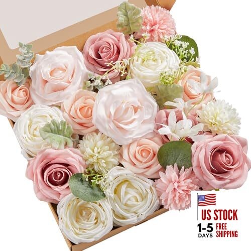 Artificial Flowers Fake Silk Flowers for DIY Wedding 1 Box A Abby Blush Pink