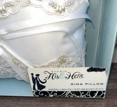 Studio His and Hers Wedding Ring Pillow 456434 White Nwt 7 x 7 x 3 Hobby Lobby