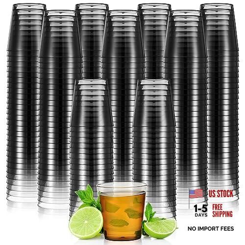 300pcs 1oz Plastic Shot Glasses – Reusable Mini Cups for Wedding, Party, Black