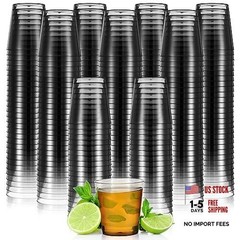 300pcs 1oz Plastic Shot Glasses – Reusable Mini Cups for Wedding, Party, Black