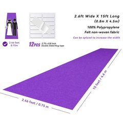 Purple Carpet Runner for Party, 2.6X15ft, 130GSM Felt Non-Woven with Double-S…