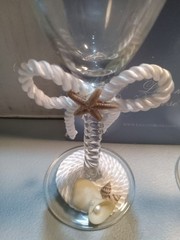 Lillian Rose Glass Designer champagne toasting flutes seashell starfish knots