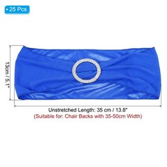 25Pcs 14″x5″ Stretch Chair Sashes Bows Chair Bands Sash with Buckle Blue