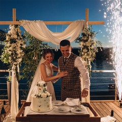 7.5FTx6.5FT Wood Wedding Arch for Ceremony Arbor Backdrop Stand Indoor Outdoor