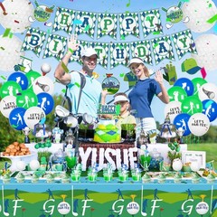 2 Pack Golf Party Tablecloths, 51×87» Plastic Disposable Rectangle Golf Tabl…