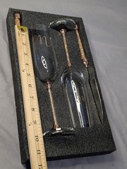 Mr Mrs Wedding Champagne Flutes Cake Knife Server Set Rose Gold Glitter