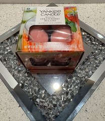 MIKASA GENUINE CRYSTAL VOTIVE Candle Holder with YANKEE CANDLE TEA LIGHT CANDLES