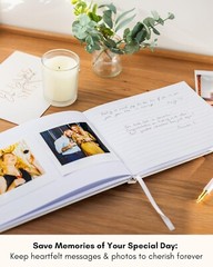 Lamare Wedding Guest Book Elegant Guest Book for Party, Baby Shower White 7×9″