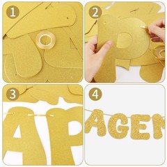 Adecortallk Glitter Happy Engagement 7.09 inches x 6.3 inches, Champagne Gold