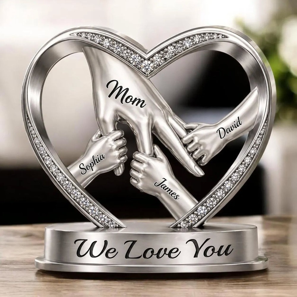 Personalized Mom Holds Kid’s Hands Acrylic Block Custom Family Birthday Gift