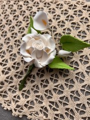 6 Vintage White Corsage Boutonniere Rose Lily Wedding Anniversary Quinceañera