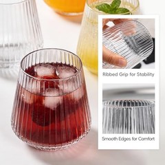 24 Count Plastic Wine Glasses Disposable 14oz – Elegant Origami 24PCS Clear