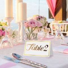 50PCS Tent Place Cards with Gold Foil Border 2″x3.5″ Wedding Table Name Cards