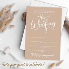 Wedding Invitations – Minimalism Brown – 25 Wedding Invites With Envelopes, Doub