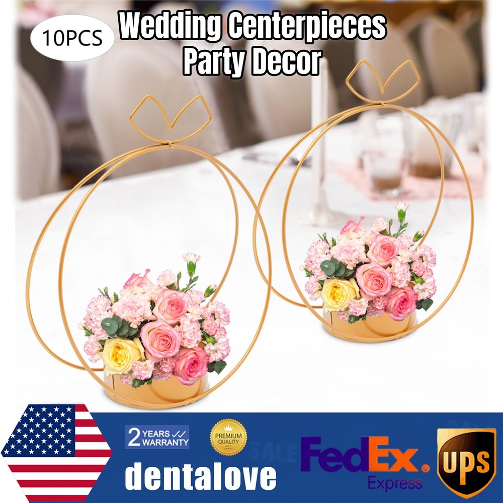 Elegant Wedding Centerpieces Party Decor 10Pcs Metal Geometric Gold Centerpiece