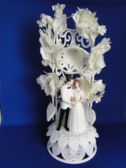 New Vintage Wilton «White Orchids» Wedding Cake Top, White Coat # 114-10736