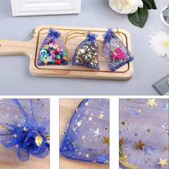 100 Pieces Moon Star Organza Jewelry Candy Bags, 2.7×3.5 Inch Sheer Royal Blue O