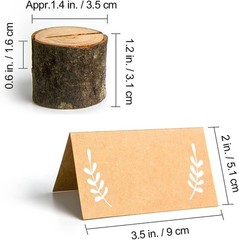 20Pcs Wood Place Card Holders and 24Pcs Kraft Table Place Cards, Rustic Table…