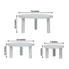 3 Whitewash Wooden Pedestal Cake Stands with Removable Legs Party Decorations