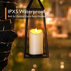 2PC Outdoor Waterproof LED Flameless Candles 6in Ivory White Remote Timer stable