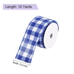 Plaid Check Ribbon, 2.5 Inch x 10 Yards Gingham Ribbon, Medium Blue