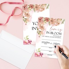 Floral Bridal Shower Invitations, Love Is In 4 inches by 6 inches, multicolor