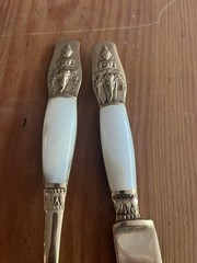 Pair Of Brass Bone vintage Ceremonial Buddha Cake Knife, And Cake Server