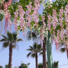 GhuaH 2 Pcs Wisteria Garland Artificial Flowers Hanging 5.9 ft, Pink