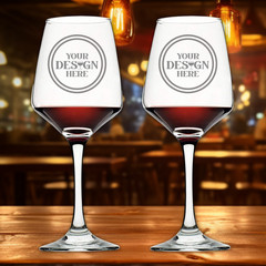 Custom Laser Engraved PersonalizedWine Glass Set of 2 – Wedding Event Gift Idea