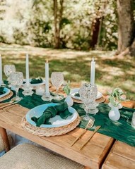 Cheesecloth Table Runner 13 Ft and 13Ft Table Runner + 12 Napkins Emerald Green