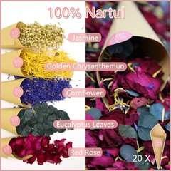 2 QT Dried Roses & Eucalyptus Leaves Mix Petals, 20+ Cups of 2QT Red, 2 Qt