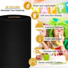 Black Tulle Fabric Rolls 6 Inch by 100 Yards 300 ft Tulle Ribbon Netting Spoo…