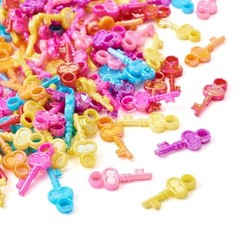 Pandahall 100pcs Mini Acrylic Skeleton Key Charms Pendants Mixed AB Color