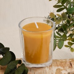 Aglary 12-Pack Pure Beeswax Votive Candles In Glass Natural Honey Aroma 12-Hour