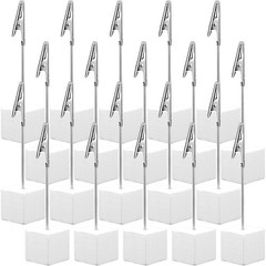 Gersoniel 20 Pcs Cube Base Memo Clip Holder with Alligator Wood White