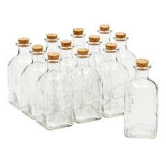 Juvale 12-Pack Mini Glass Bottles with Cork Lids – 4 oz Clear Vintage clear
