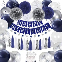 Birthday Decorations Men Blue | Navy Blue White Silver Party Decorations |