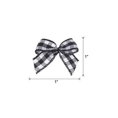 50Pcs Mini Gingham Ribbon Bow 1″ Fabric Satin Ribbon Bows Black and White