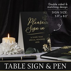 Elegant Black Funeral Guest Book , 10 x 8 Inches 120 Pages for…