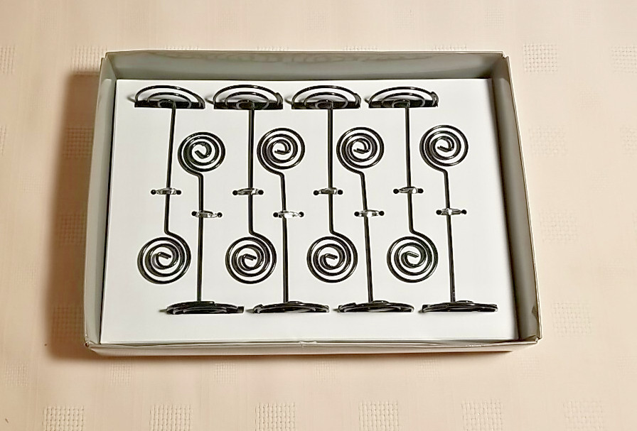 Set of 8 Place Card Holders 4.2″ High 1.5″ Base in Original Box (no lid)
