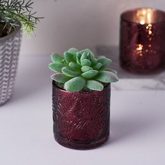 6 pcs 3″ Metallic Leaves Design Mercury Glass Votive Candle Holders Wedding