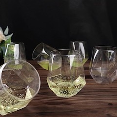 12 Clear 12 oz Geometric Stemless Plastic Wine Glasses Party Events Decorations