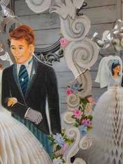 Vtg Hallmark Wedding Centerpiece 6os 70s Honeycomb Bride Groom Arch Lot Of 6