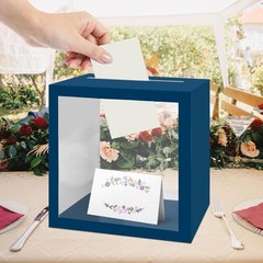 Navy Blue Clear Window Card Box Multi Party Money Gift Receiving Holder